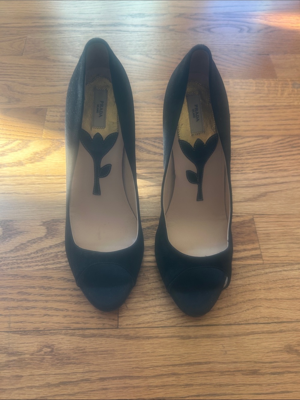Vintage Prada Floral Stem Heels Made In Italy Size 37
